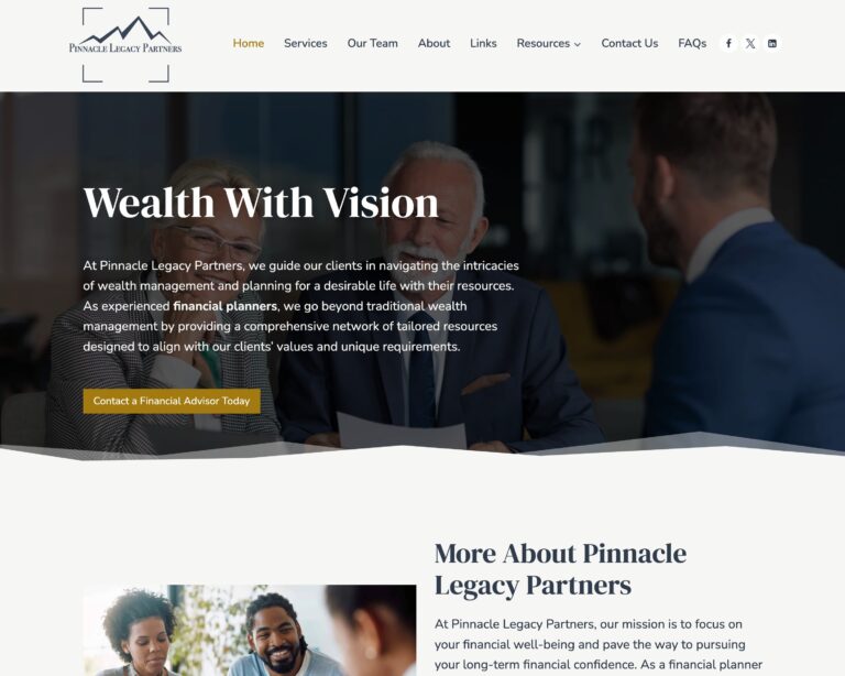 Branding and web design project for Milwaukee business Pinnacle Legacy Partners